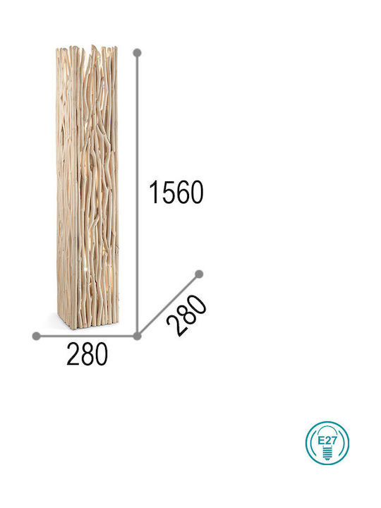 Ideal Lux Driftwood Vintage Φωτιστικό Δαπέδου Υ156xΜ28εκ. με Ντουί για Λαμπτήρα E27 σε Καφέ Χρώμα 180946 - second view